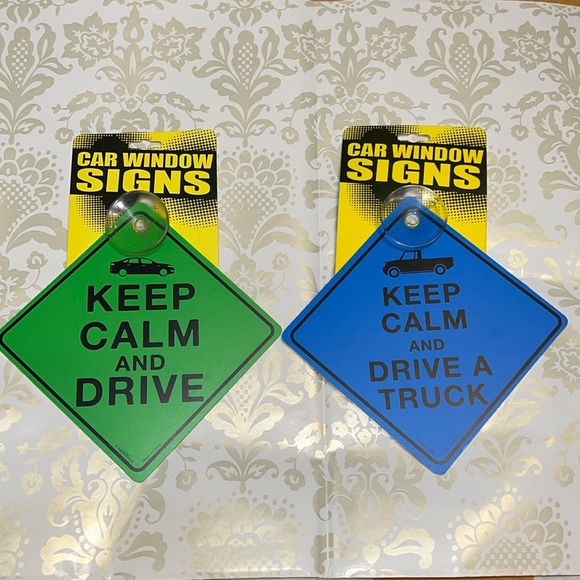 New Set of 2 “Keep Calm And Drive/A Truck” Car Window Signs - Picture 1 of 5